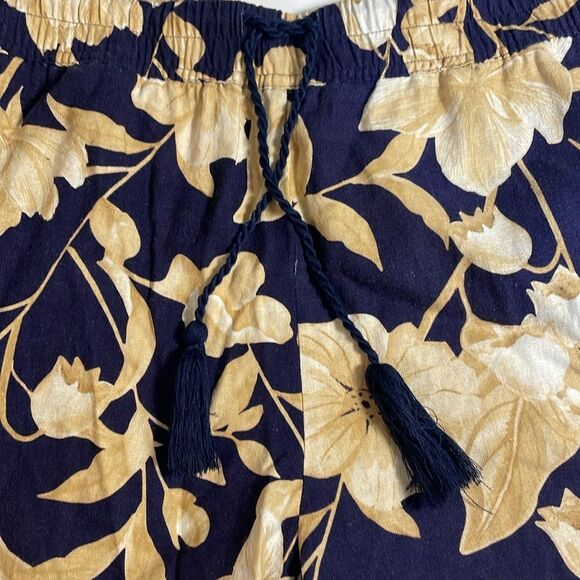 Joie Wide Leg Linen Blend Floral Botanical Elastic Waistband Pockets Beachy L - Picture 2 of 13